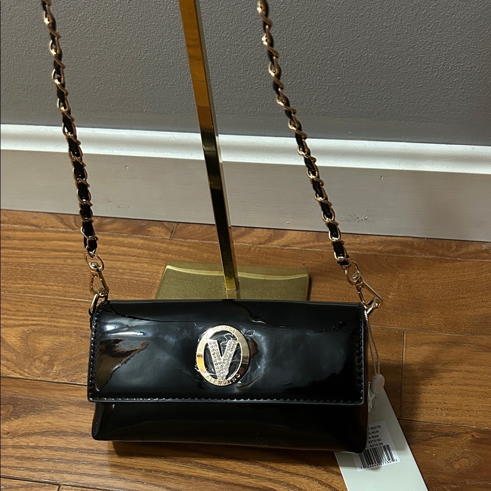 Valentino Orlandi Glossy Black Clutch or Crossbody NWT $210 Retail - Picture 7 of 11